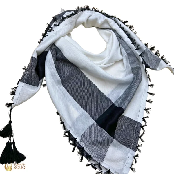 Keffiyeh | Mens Scarf, Black & White