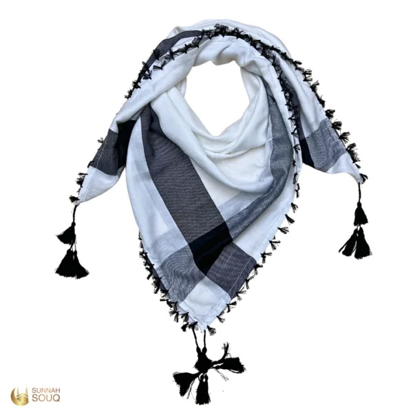 Keffiyeh | Mens Scarf, Black & White - Image 2