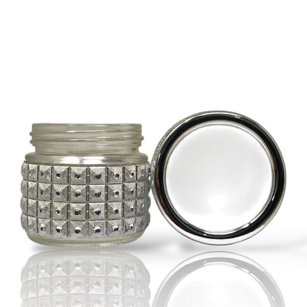 Glass Jar with Silver Design