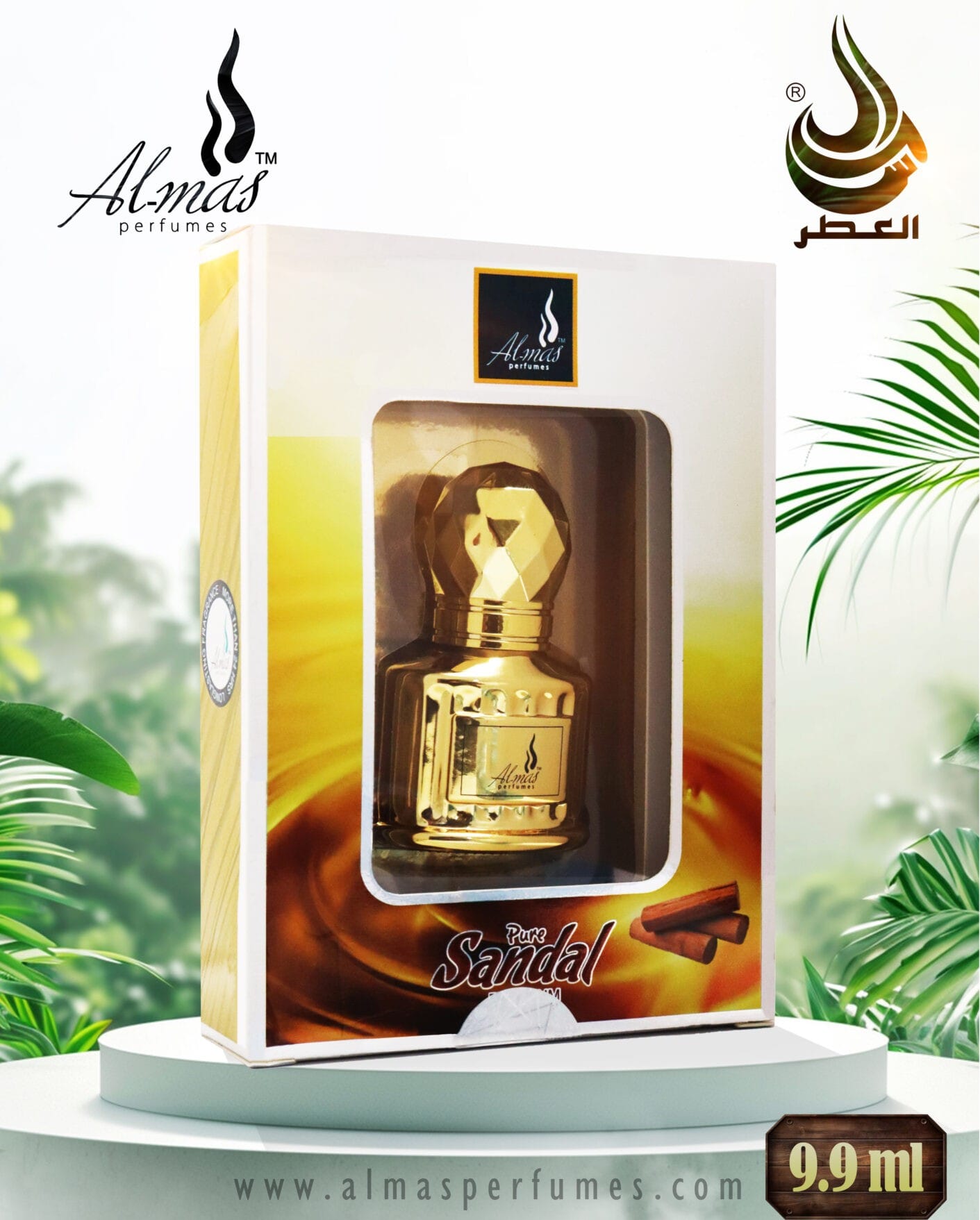 Al-mas Perfumes Pure Sandal Attar - 9.9 ml